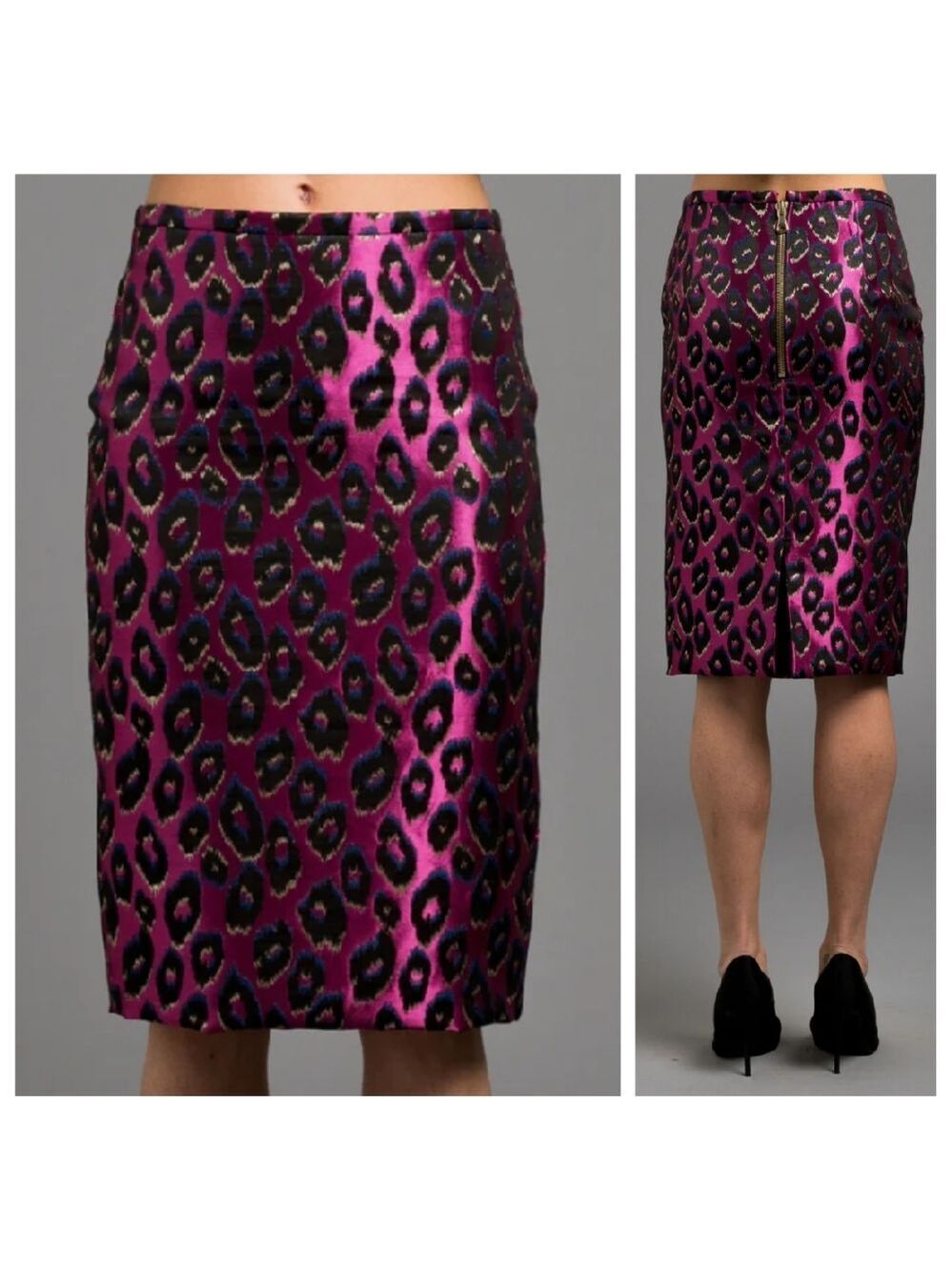 NWT Le Superbe Leopard Spots Metallic Skirt